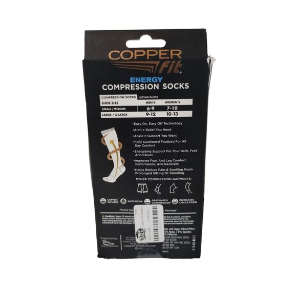 Copper Fit Energy Compression Socks Small Medium Copper Infused Circulation New - Picture 3 of 5